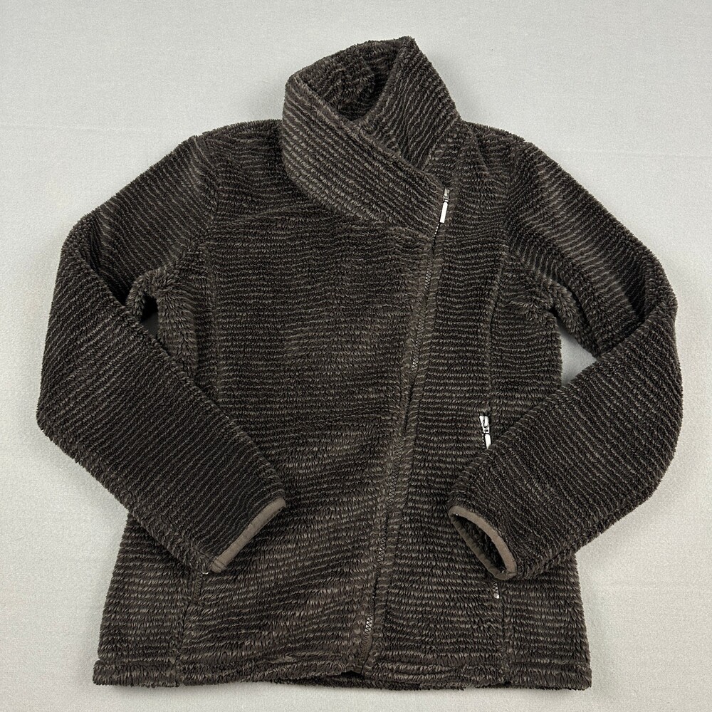 Mountain Khakis Jacket Women Small Gray Asymmetrical Zip Fleece Fuzzy Moto S